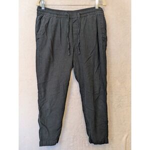Old Navy Womens Black Linen Blend Jogger Pants Size M Elastic Waist Drawstring